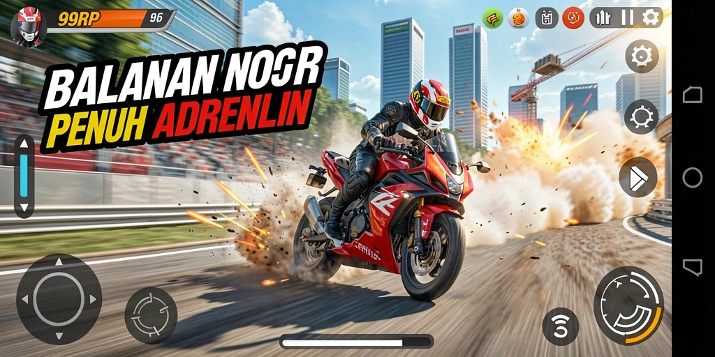 Gameplay seru balapan motor di 99RP yang menegangkan.