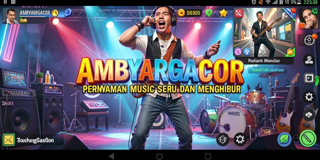 Tampilan gameplay AMBYARGACOR menampilkan pengalaman bermain musik interaktif.
