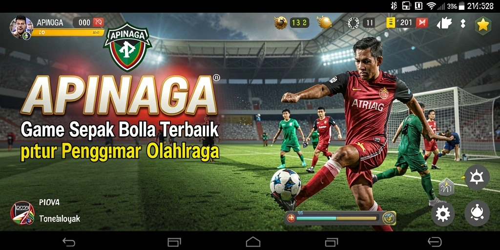 Tampilan gameplay seru di lapangan sepak bola.