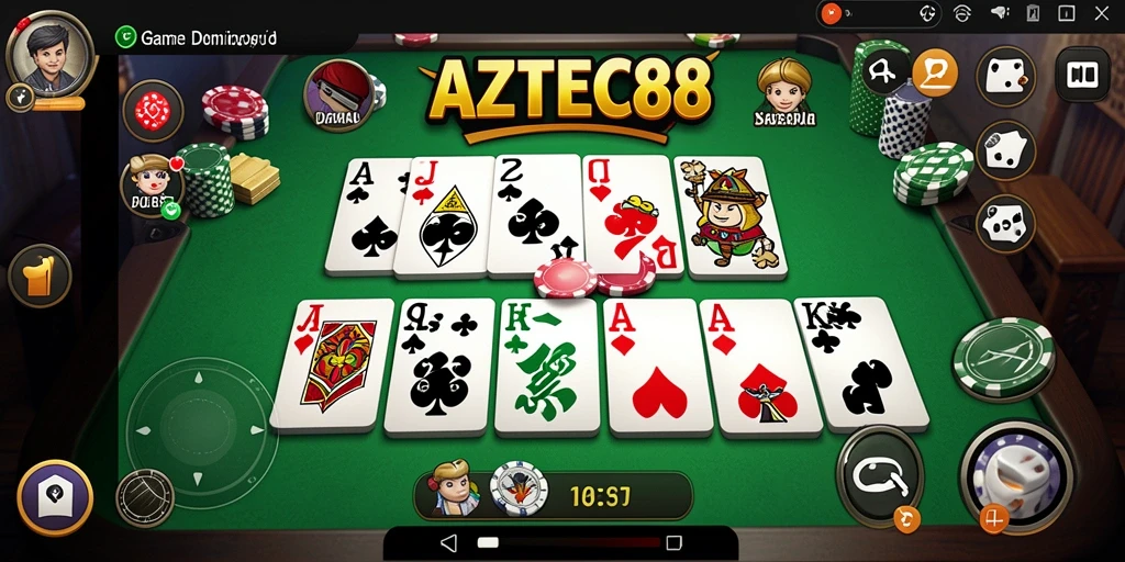 Tangkapan layar gameplay AZTEC88 yang menunjukkan aksi permainan Domino.