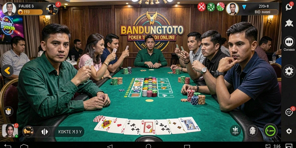 Tampilan gameplay Poker BANDUNGTOTO yang seru dan menantang.