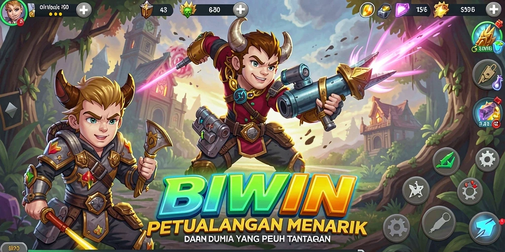 Tampilkan gameplay seru dalam dunia petualangan BIWIN.