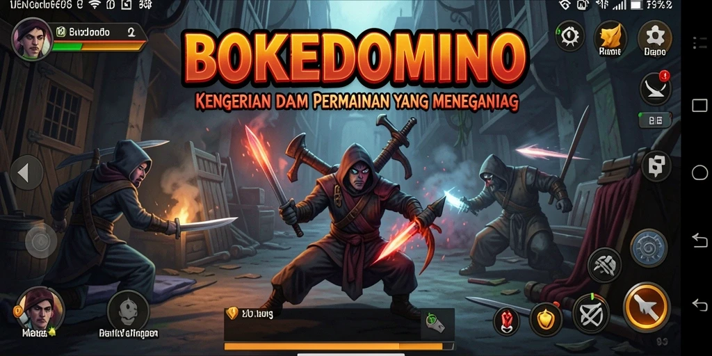 Screenshot menampilkan suasana gameplay menyeramkan di BOKEDOMINO.