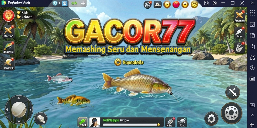 Gameplay seru GACOR77 dalam menangkap ikan di lingkungan yang indah.