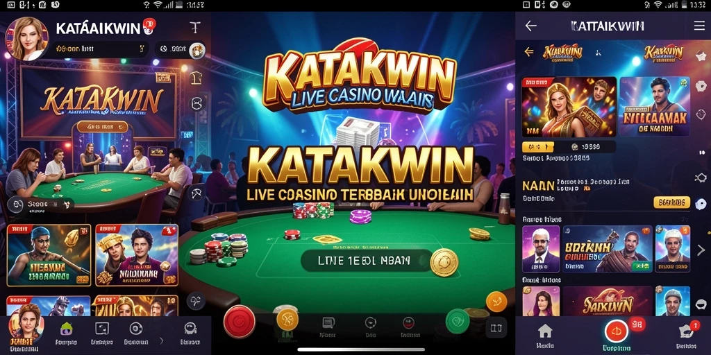 Screenshot gameplay KATAKWIN menampilkan interaksi seru dengan dealer langsung.