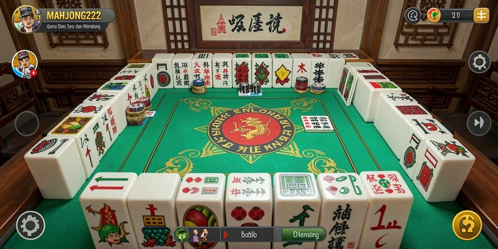 Screenshot gameplay <strong>MAHJONG222</strong> menampilkan aksi seru permainan Domino.