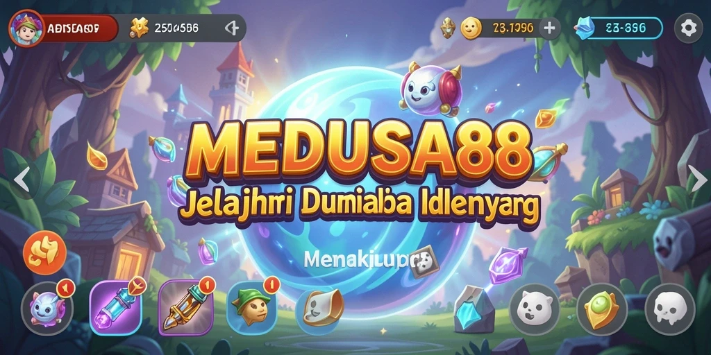 Tampilan gameplay <strong>MEDUSA88</strong> menunjukkan kemajuan karakter dalam dunia Idle.