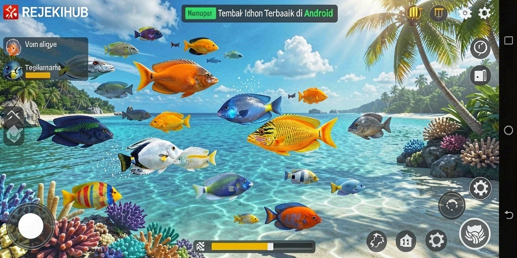 Tangkapan layar gameplay seru REJEKIHUB dalam aksi Tembak Ikan.