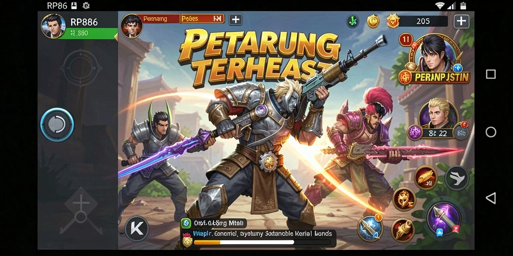 Screenshot gameplay RP886 menunjukkan aksi pertarungan yang menegangkan dan grafis memukau.