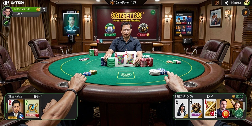 Tampilan gameplay poker yang seru dan menantang di SATSET138.