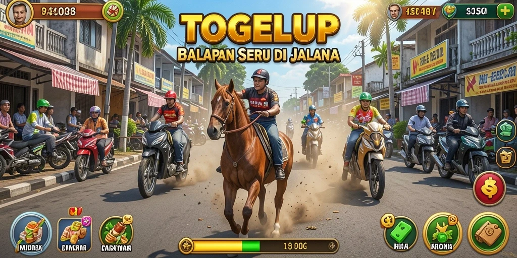 Screenshot utama TOGELUP menampilkan aksi balapan yang mendebarkan.